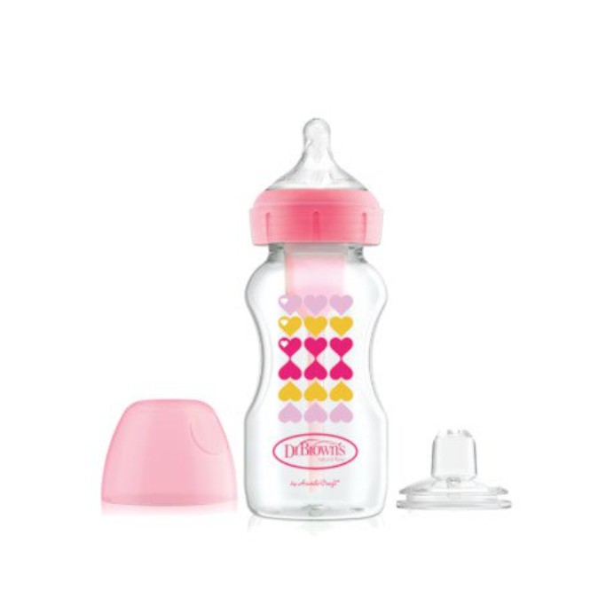 Dr Brown's - OptionsPLUS 2in1 Transition Wideneck Bottle Kit 270ml PINK