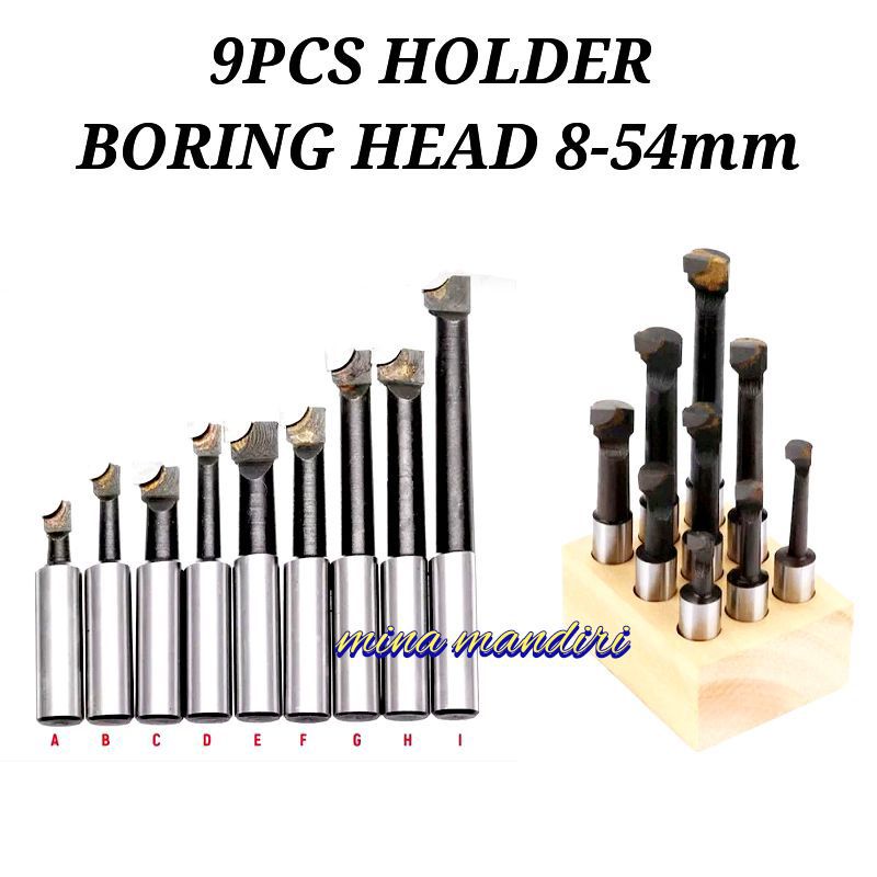 Holder Boring Head 8-54mm Pahat Boring Head Mata Widia Boring Barrs Set 9pcs
