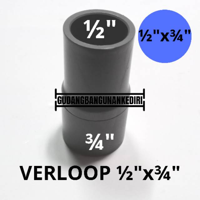 Overloop 3/4&quot; x 1/2&quot; sock 3/4&quot; x 1/2&quot; sok 3/4&quot; x 1/2&quot; verlop Perlop JAYA PVC