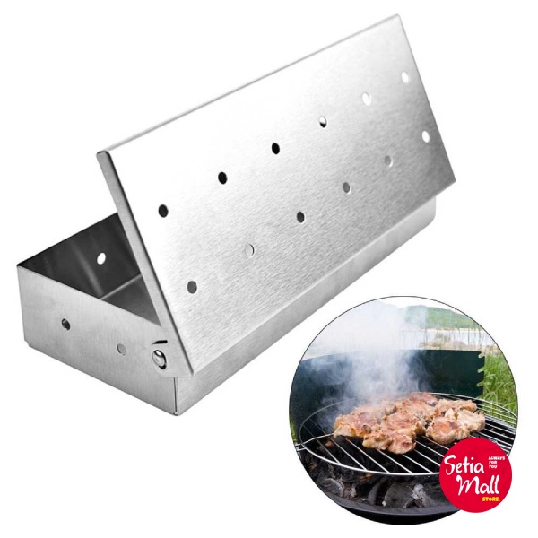Tempat Arang BBQ Alat Panggang Bakar Sate Daging Ayam Ikan Smoker Box Wood Chips Grill Meat