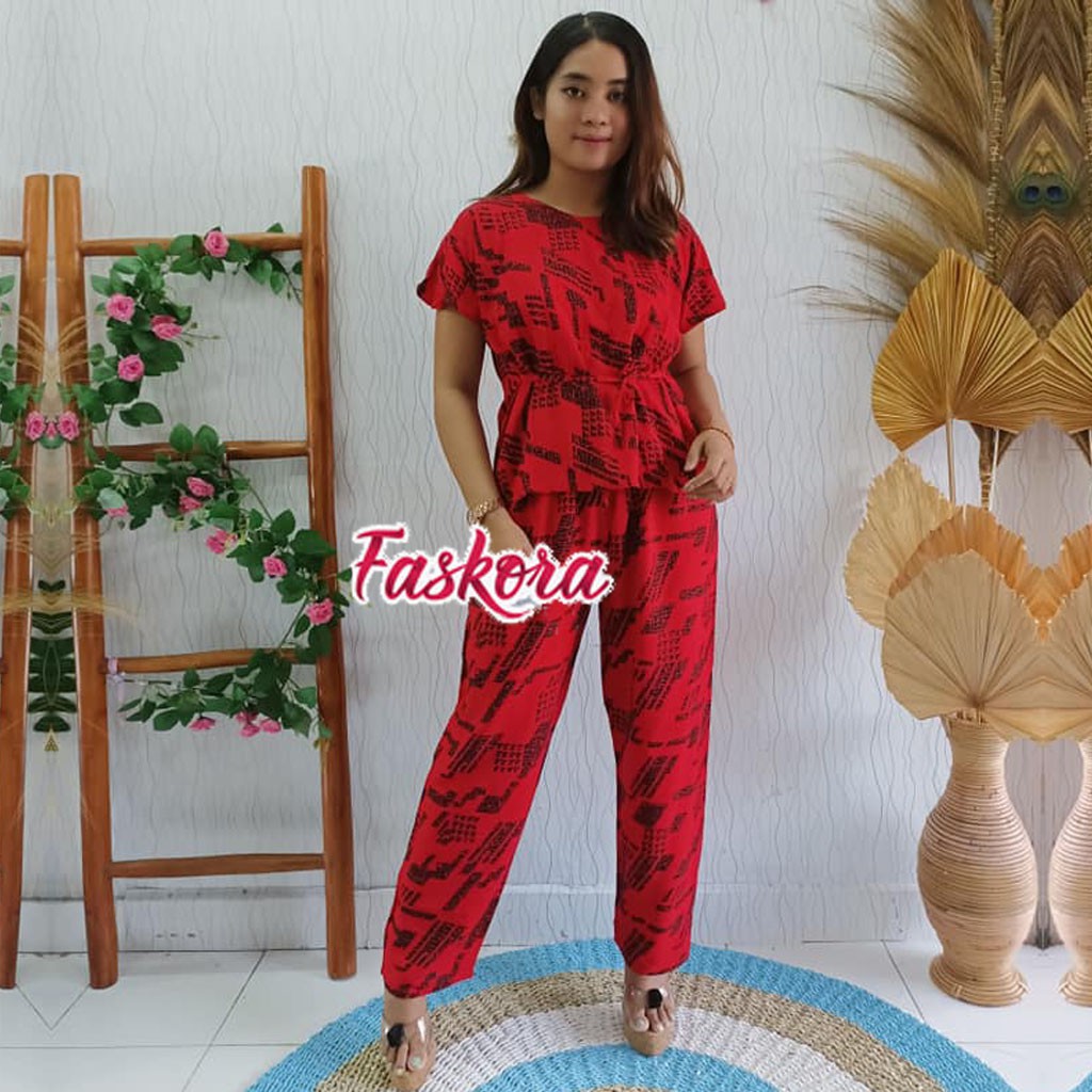 Pajamas Rayon Set Lengan Pendek / Setelan Rayon Jumbo Pendek XXL Kota / Piyama Wanita Dewasa Jumbo