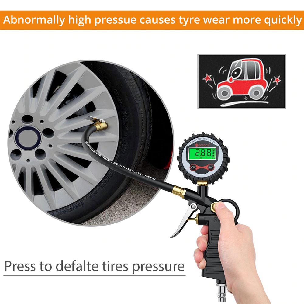 Neoteck Digital Tire Pressure Gauge Pembaca Tekanan Angin Ban LCD Display Pistol Style - DP-201