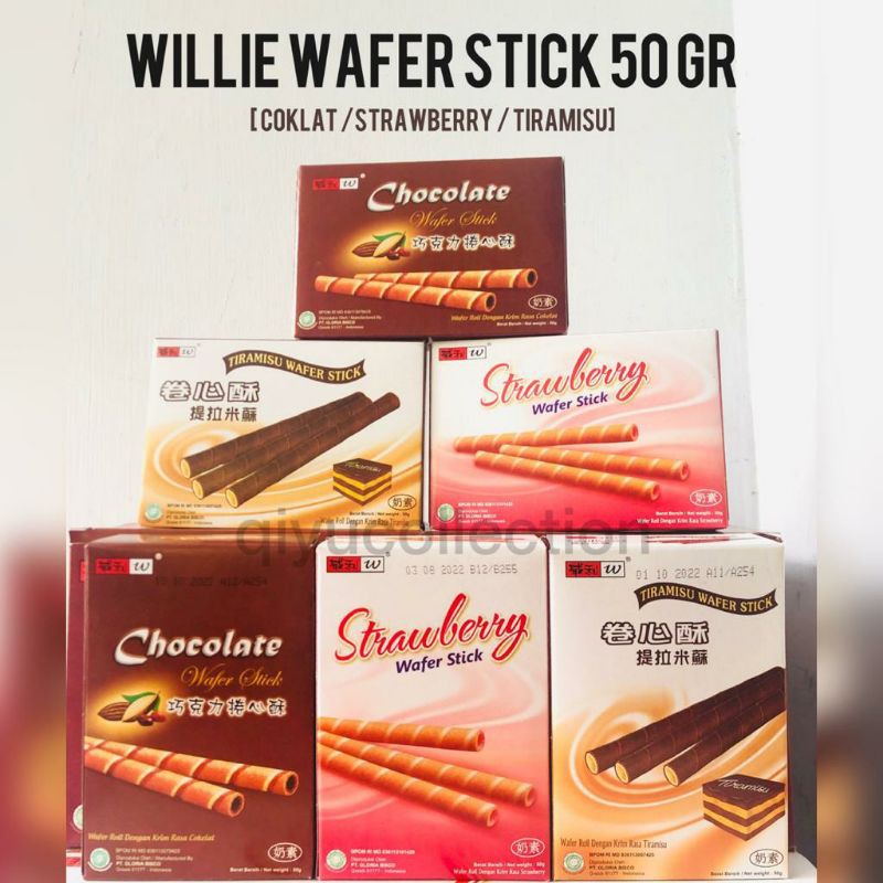 WILLIE WAFER STICK 50 G Biskitop Astor Coklat Strawberry Tiramisu