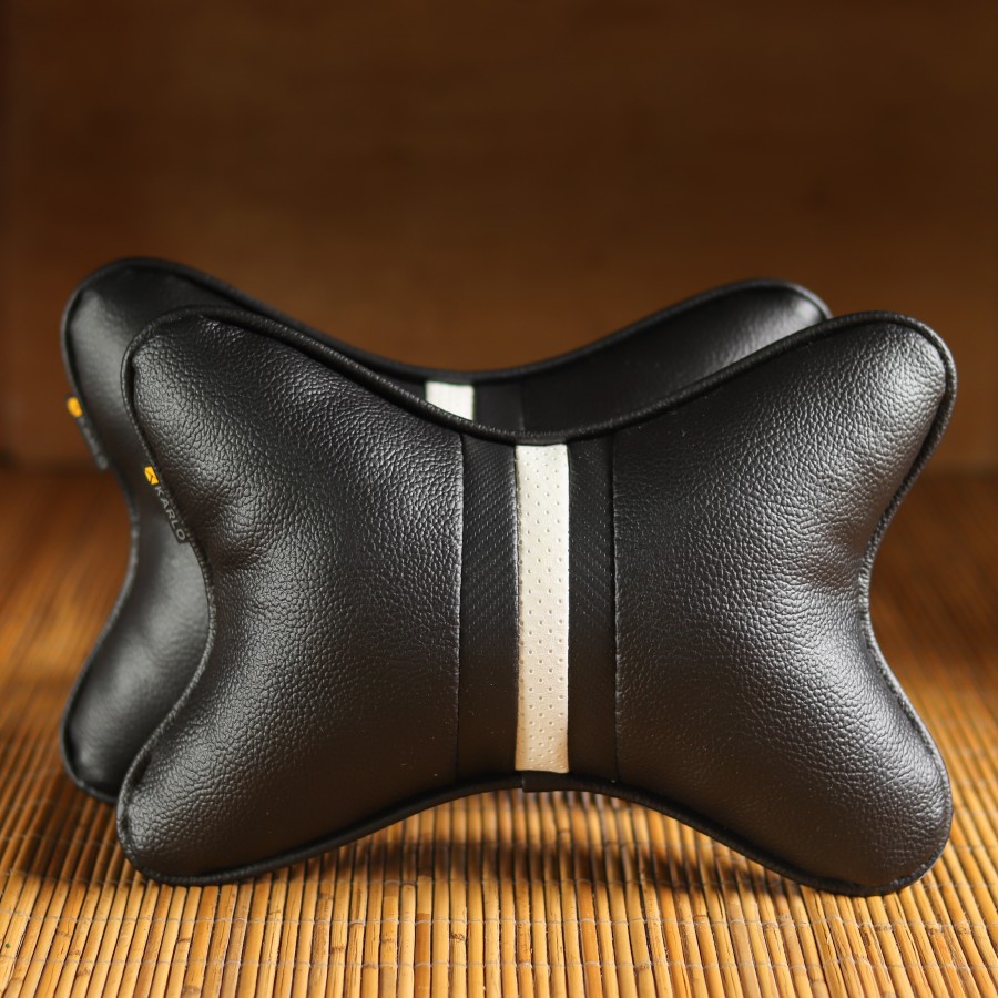 Karlo Bantal Premium Leher Kepala Mobil Racing White Black Putih Hitam