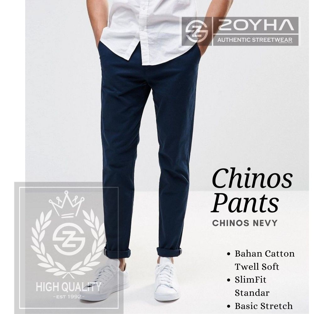 YANG LAGI HITS Celana Chino Slimfit Nevy dan Mocca Pria Panjang Formal dan Casual Kantor Original