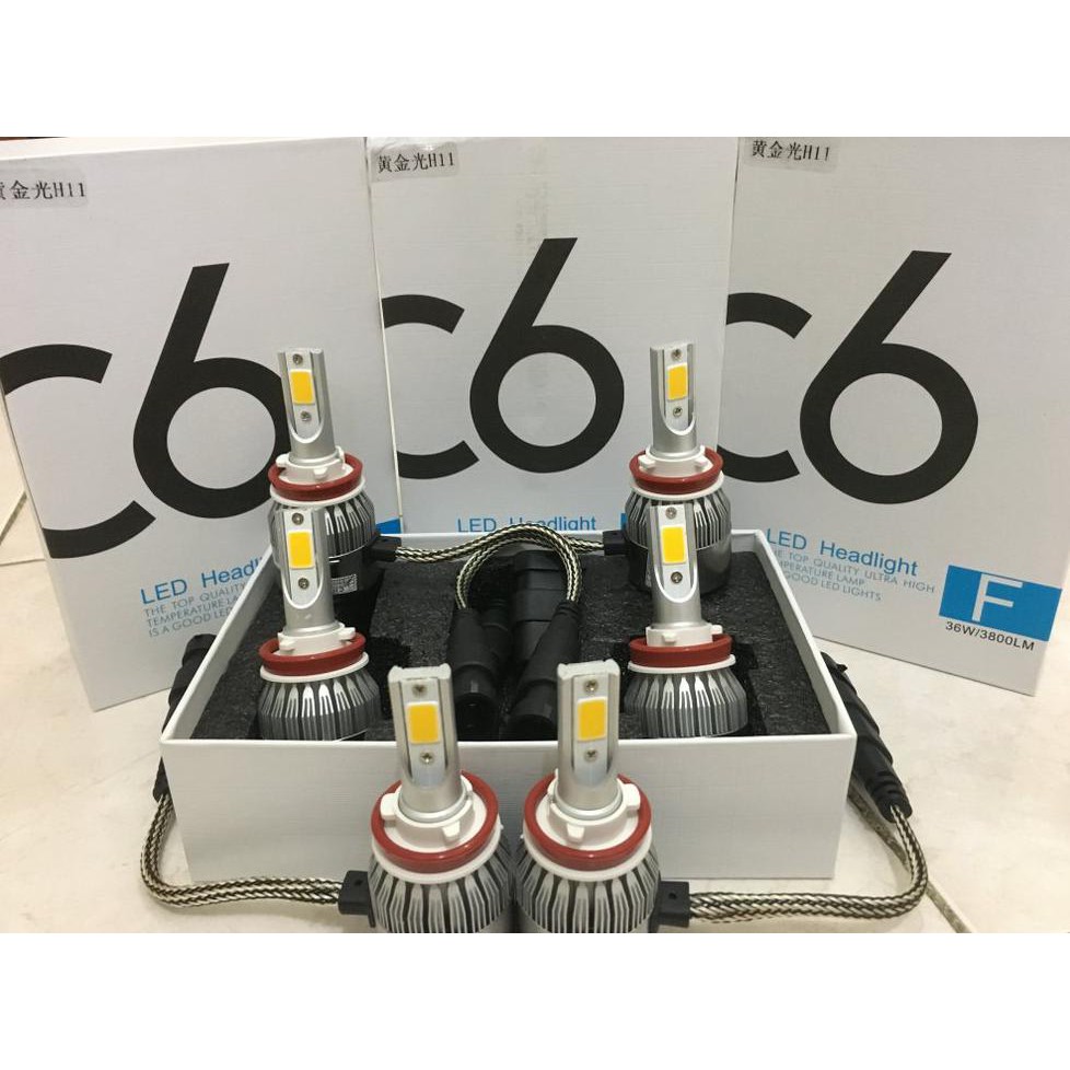 TERLARIS  Lampu LED Mobil Headlamp Foglamp H11 H8 H16 C6 COB 36W 3000K Kuning TERBARU