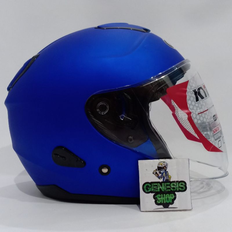Helm KYT half face helm KYT KYOTO solid polos-Blue doff