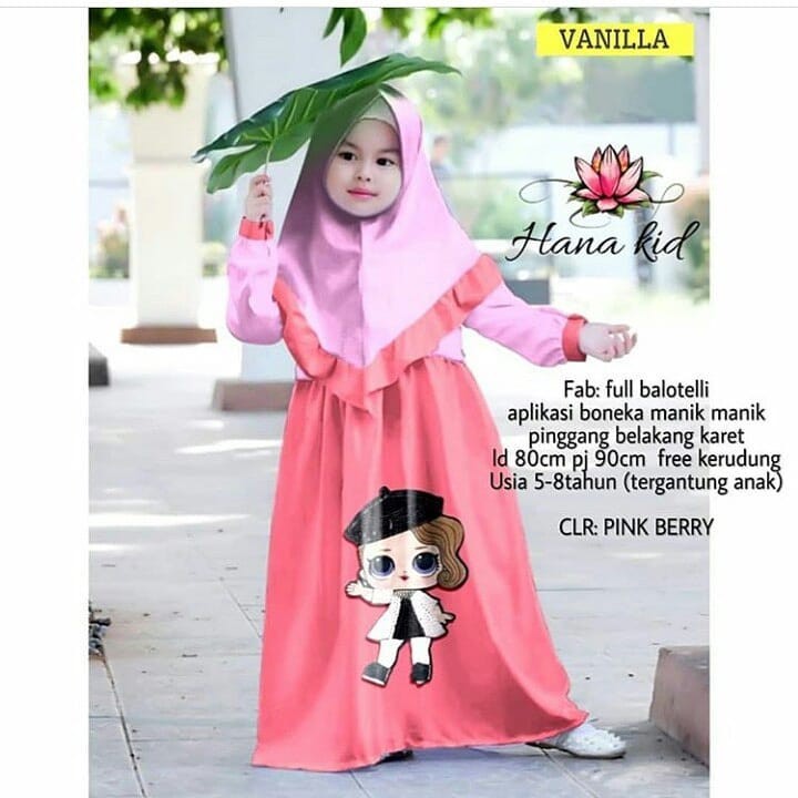 HANA SYARI KIDS Gamis Anak 5-8 tahun Panjang Trendy Modern Kids Baju Panjang Stelan Syar’i Polos