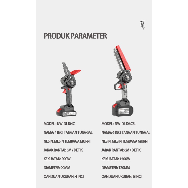 Gergaji Mesin  listrik 68 Volt portable potong kayu ranting dan bambu Cordless Chainsaw Rantai Elektrik Mini