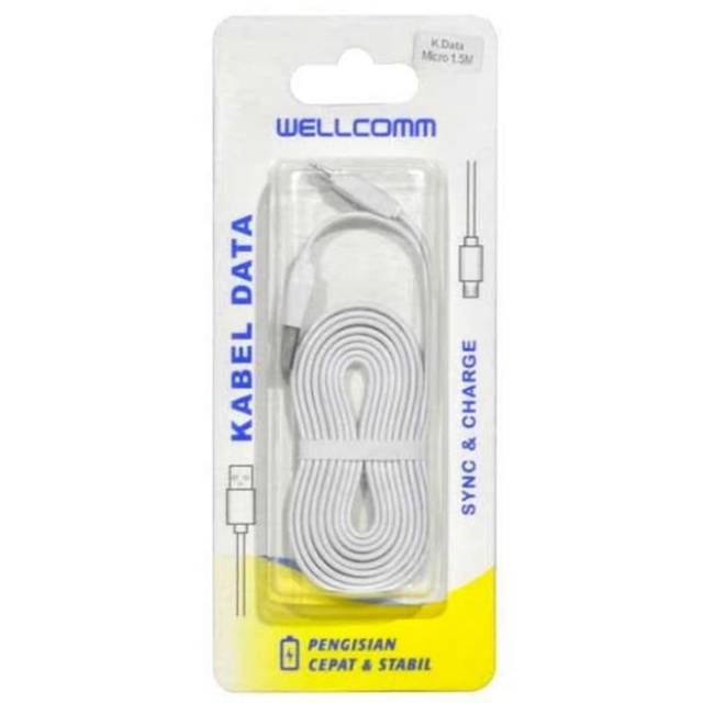 Kabel data Usb micro Wellcomm Flat 1.5m 2.A Original welcomm