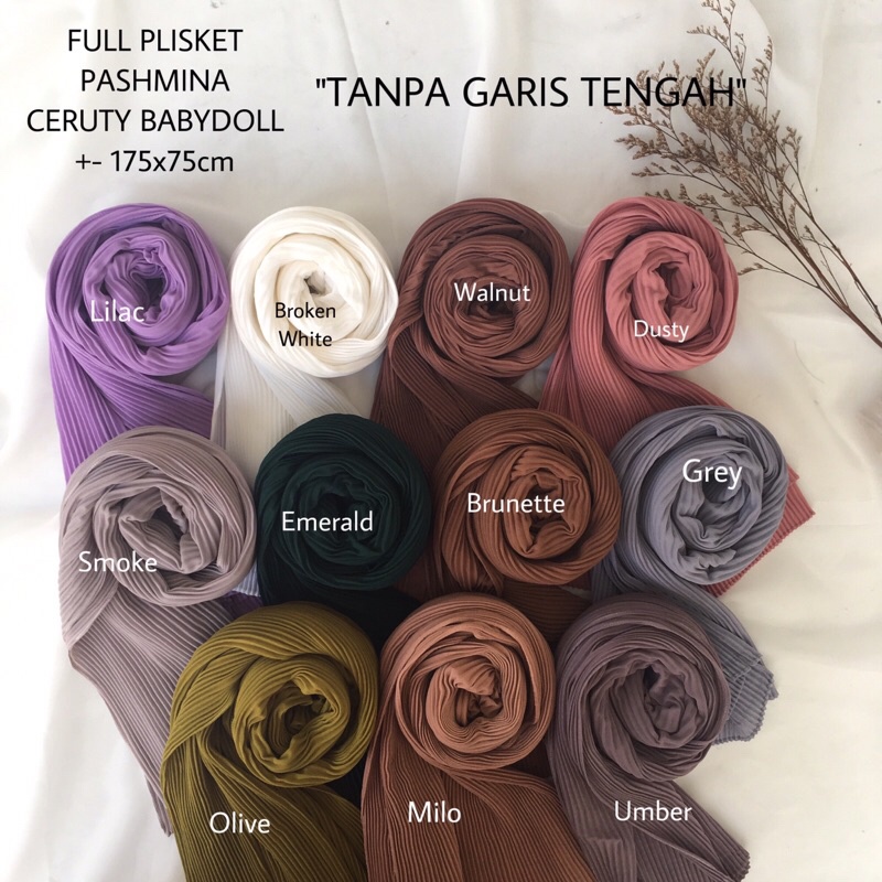 [TANPA GARIS TENGAH] FULL PLISKET PASHMINA pashmina plisket ceruty babydoll pasmina plisket-3