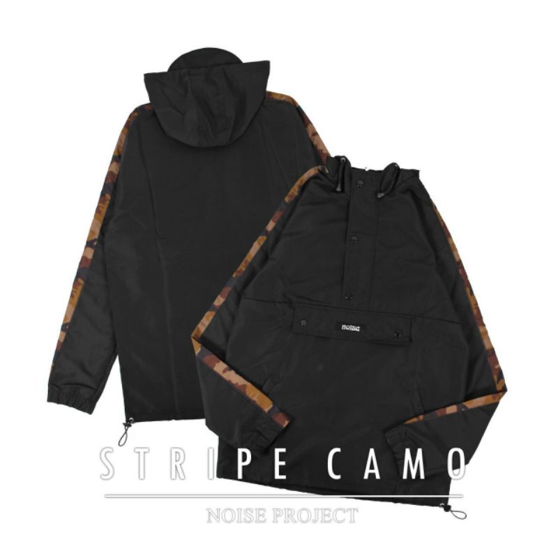 Jaket Pria Cagoule NOISE hitam-List Loreng