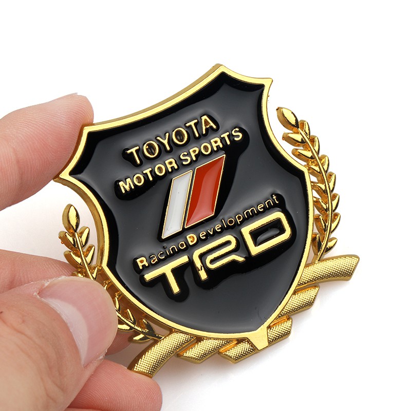 2Pcs Stiker Emblem / Badge logo Toyota TRD 3D Bahan Metal Untuk Kaca Jendela Mobil