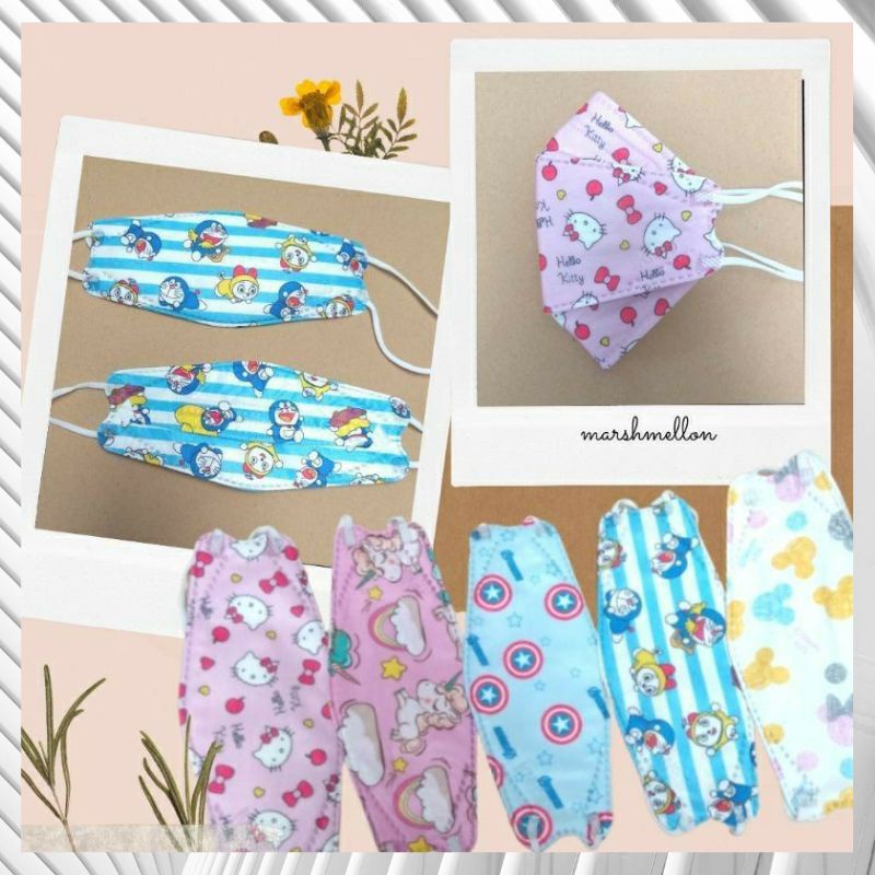 MASKER ANAK KF94 MOTIF PRINT KOREA KARAKTER LUCU COWOK CEWEK MIX/BTS/DINO/BT21/PRINCESS/HELLO KITTY/