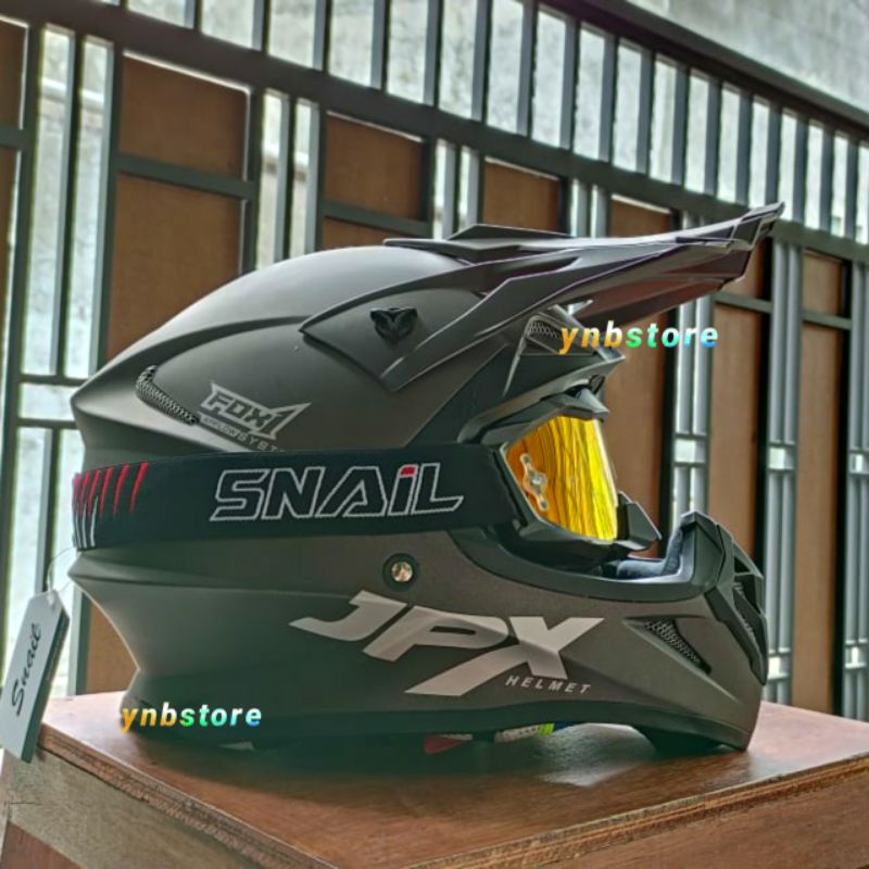 JPX CROSS SOLID POLOS GUNMETAL DOFF + GOOGLE GOGGLE SNAIL Mx36 Mx40 | JPX Cross Trail Grey Abu Tua D