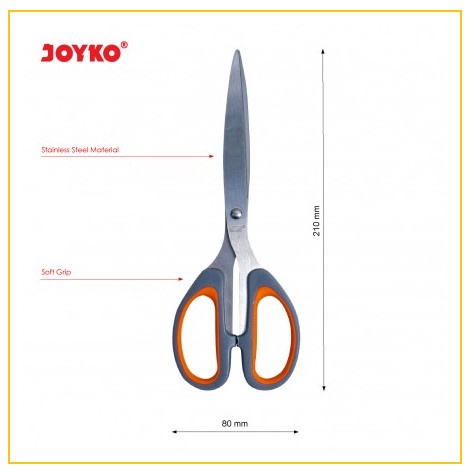 

kertas-pemotong- joyko gunting besar gagang empuk scissor soft grip sc-848sg soft grip -pemotong-