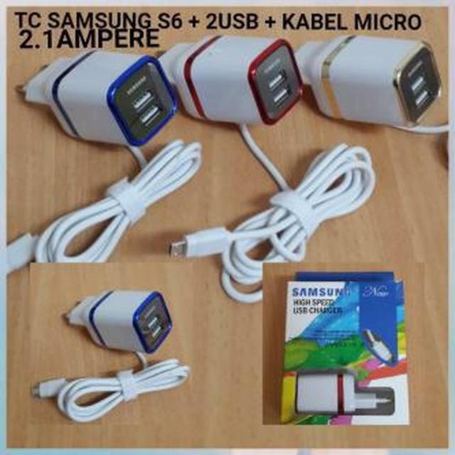 Charger samsung s6 + 2usb model mantap high speed casan charging mantap samsung murah meriah