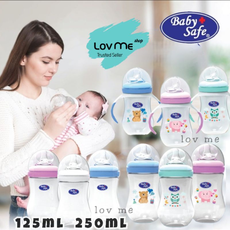 lov me❤ Baby Safe wide neck Bottle 125ml / 250ml - Botol susu dot Bayi Milk Flow Menyerupai Payudara Ibu WN001 WN002 WN04 WN05 WN07 WN08 WN30