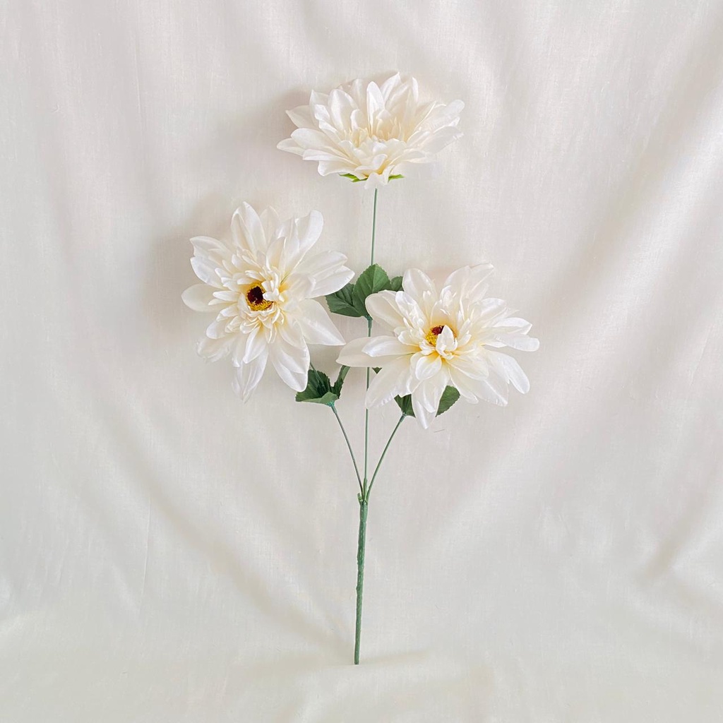 Bunga Dahlia X3 (satuan) Bunga Artificial / Bunga Plastik / Bunga Dekorasi / Pernikahan-Peach