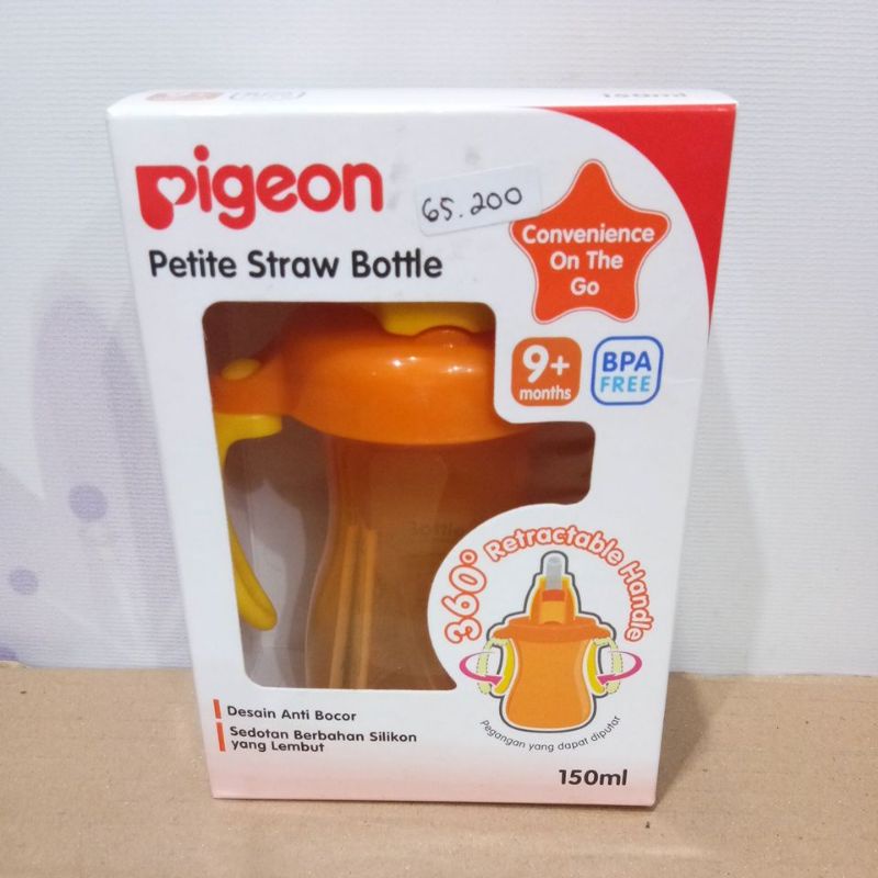 PIGEON PETITE STRAW BOTTLE 9+ PINK, ORANGE, BIRU 150ML