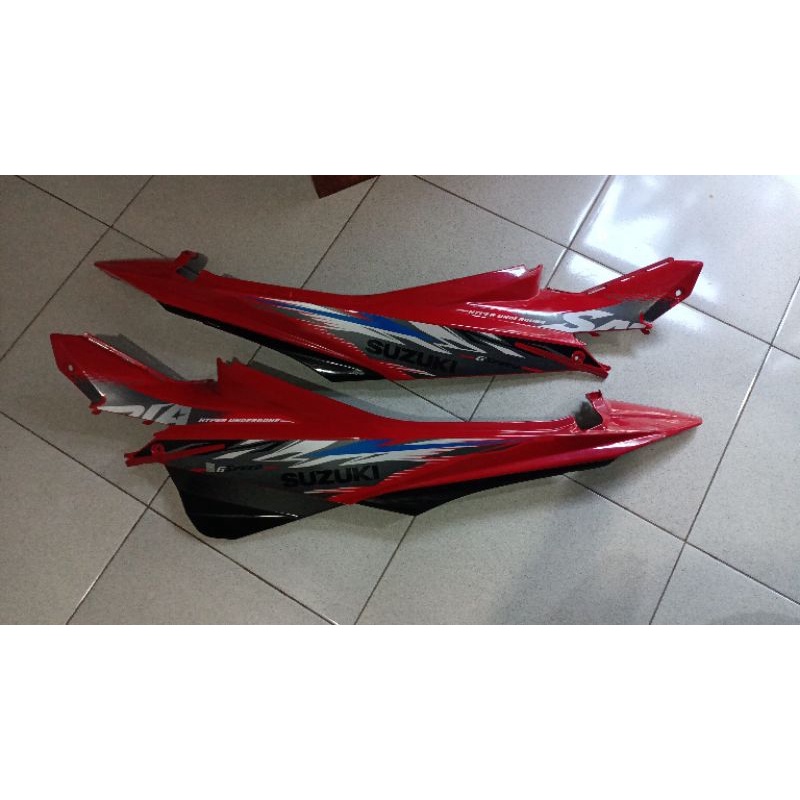 Cover body satria Fu fl faslit merah plus striping