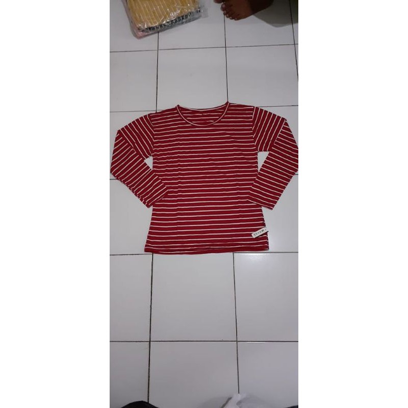 Kaos Wanita Lengan Panjang Garis