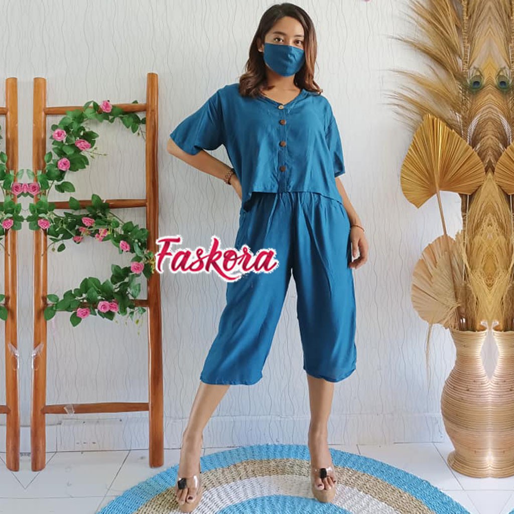 Setelan Wanita Polos Rayon Set / Set Wanita Kekinian Jumbo Murah / Setelan Kemeja Wanita Polos