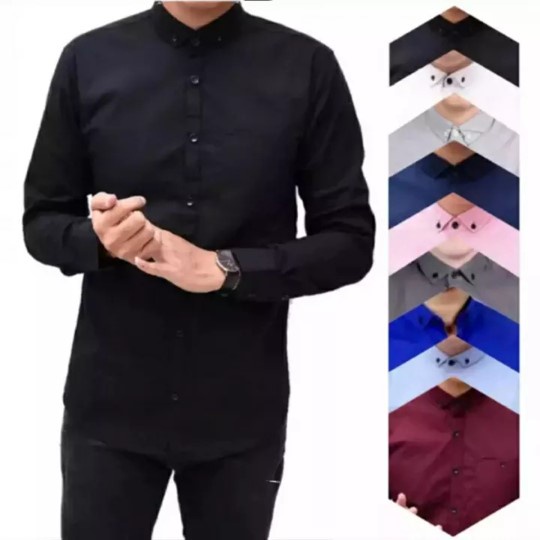 Kemeja Polos Pria Lengan Panjang Distro Best Seller, kemeja pria lengan panjang / premium distro baju motif surfing flanel polos formal casual