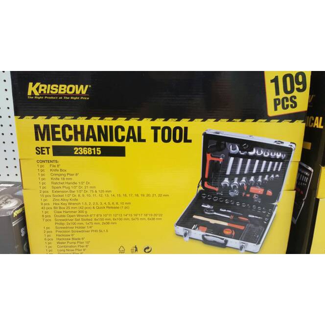 Mechanical Tool Set  Krisbow 109 Pcs/ Hand ToolSet with Aluminium Case