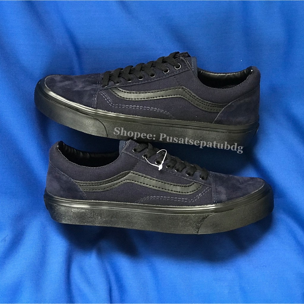 VANS OLDSKOOL NAVY BLACK SOL HITAM