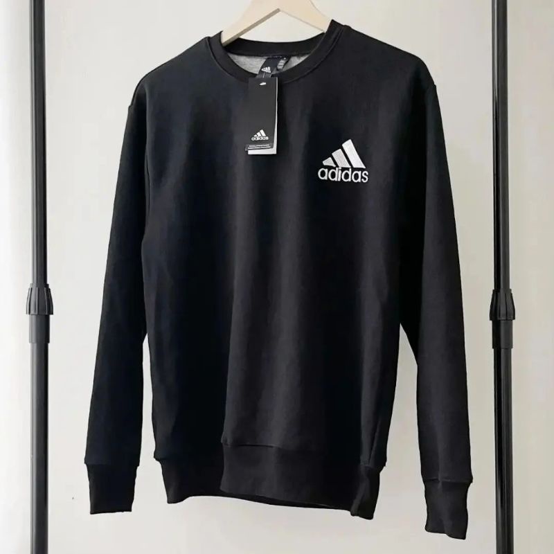 DM STORE OUTFIT SUPPLY CREWNECK ADIDAS THREE PARALLEL ORIGINAL Only Size L  HITAM pakaian Pria dan w