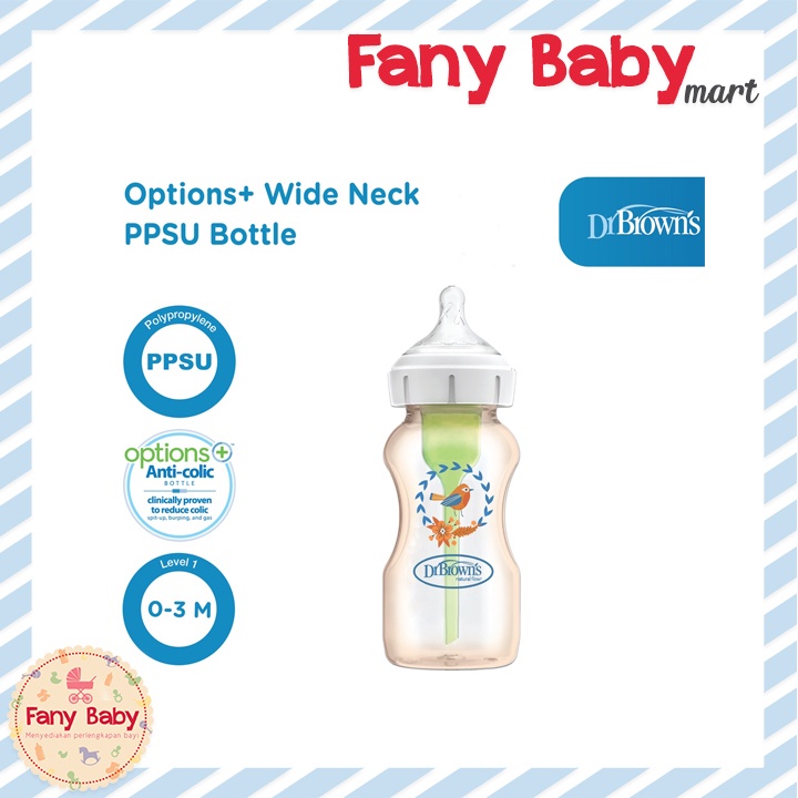 DR BROWNS 9OZ 270ML PPSU WIDE NECK OPTION+ DECO / 91620