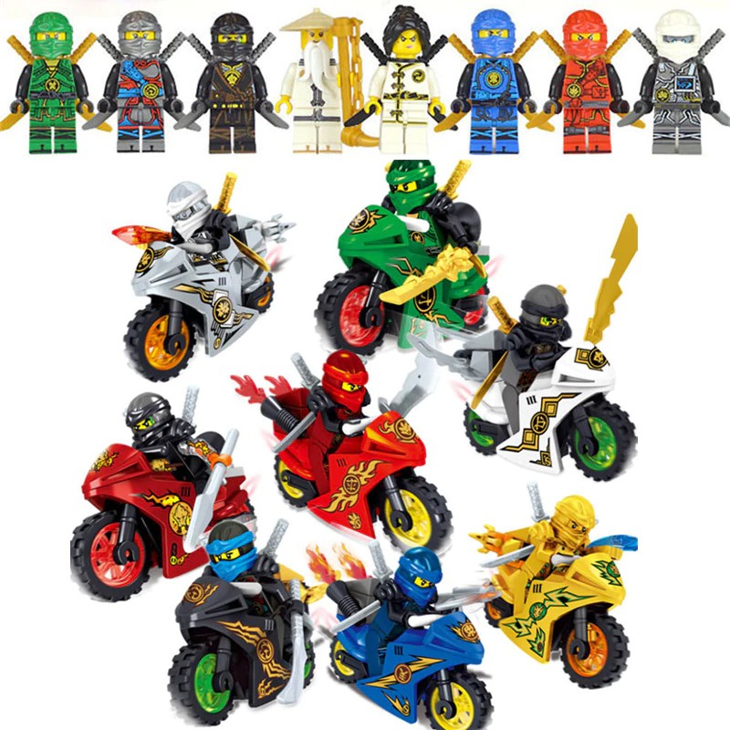 Mainan Lego Anak 8pcs Hot Ninja Motorcycle Building Blocks Bricks toys Compatible Ninjagoed Ninja