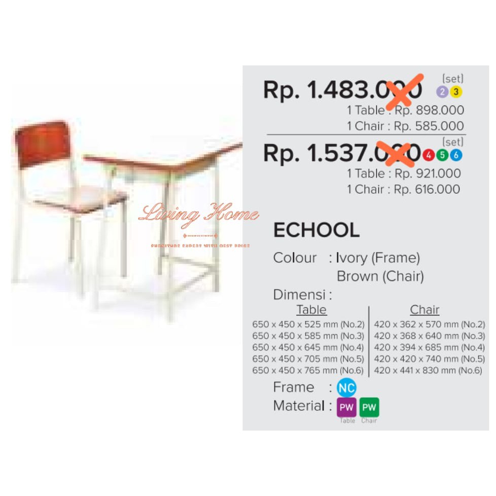 Kursi Lipat Chitose Echool School Table Chair Bangku Susun Meja Belajar Sekolah Seminar Kuliah