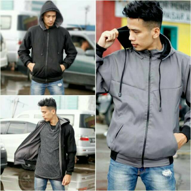 Jaket bolak balik / jaket parasut / jaket DC / jaket bomber / jaket pria