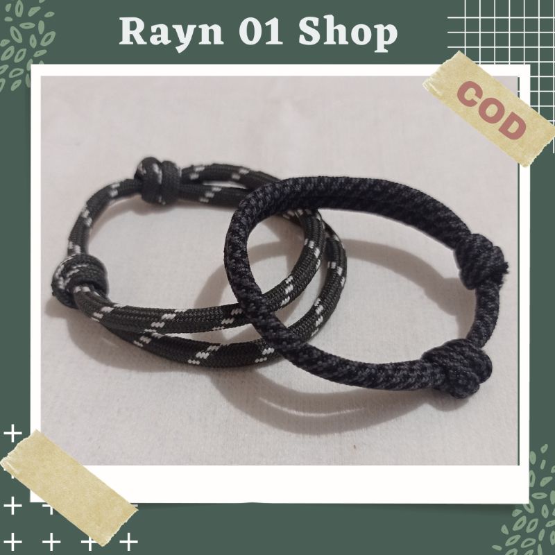 Gelang Tali Paracord Polos Hitam Pria Wanita / Gelang Gaya Korea / Gelang Trendy / Gelang Tali Unisex-2