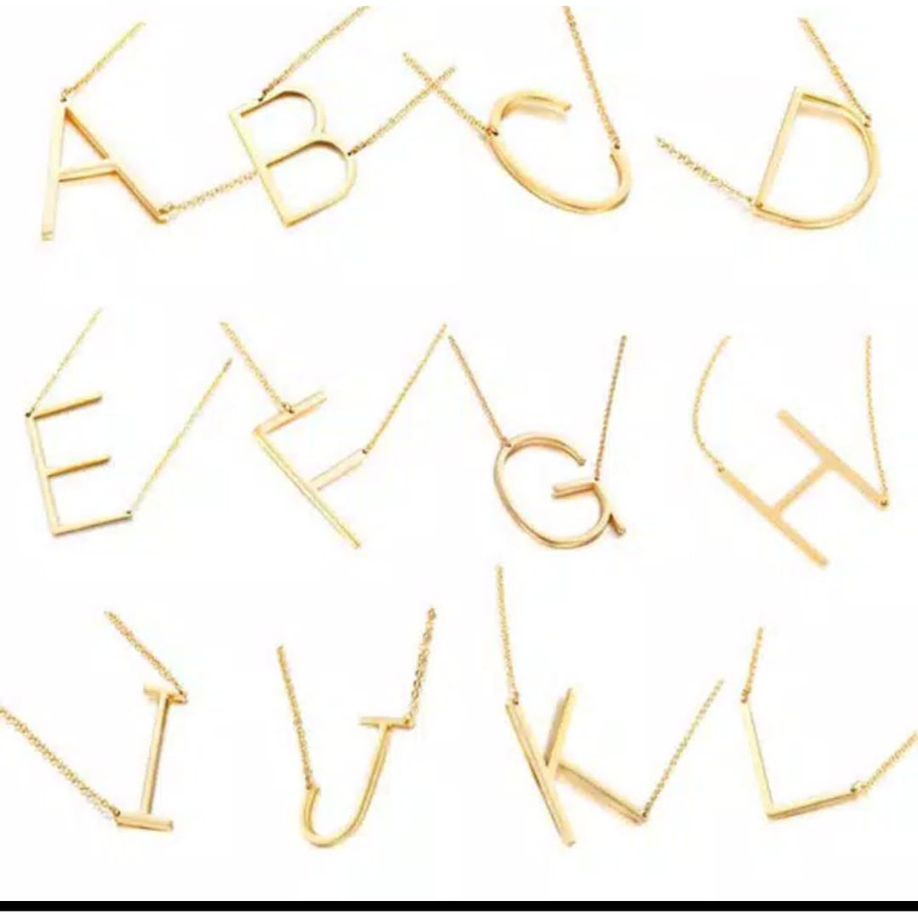 *ALIBABA1688*COD Kalung Rantai A-P Liontin Huruf Bahan Stainless Steel Warna ROSE GOLD SILVER GOLD