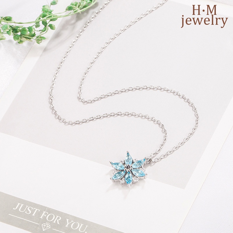 Kalung Rantai Liontin Snowflake Hias Kristal Imitasi Simple Mewah Untuk Wanita / Hadiah Ulang Tahun