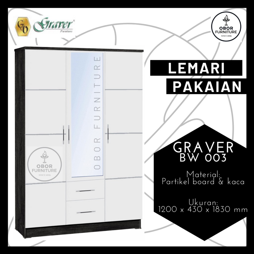 [JADETABEK] Lemari Pakaian 3 pintu  BW 003 Graver