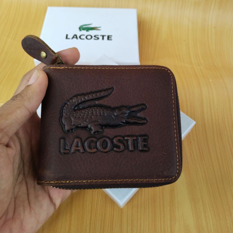 Dompet Resfull  Seleting Kulit Sapi Asli Premium Original/Dompet Lacoste Kulit resleting Luar