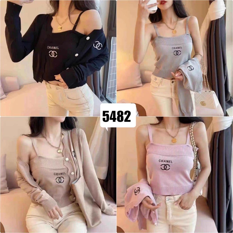 VR 5482 Atasan Cardigan + Tanktop CHANEL import
