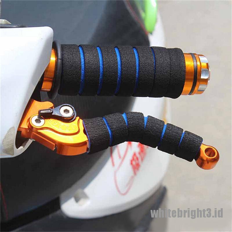 2 Pasang Grip Stang Sepeda / Motor Bahan Spons Lembut Warna Putih + Tuas Rem / Kopling