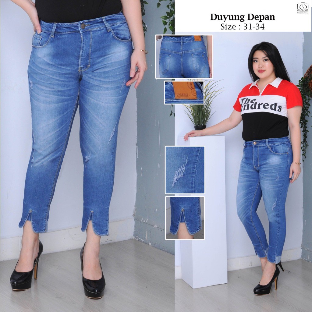 CELANA 7/9 JEANS WANITA SLIT TENGAH | CELANA JEANS WANITA PREMIUM