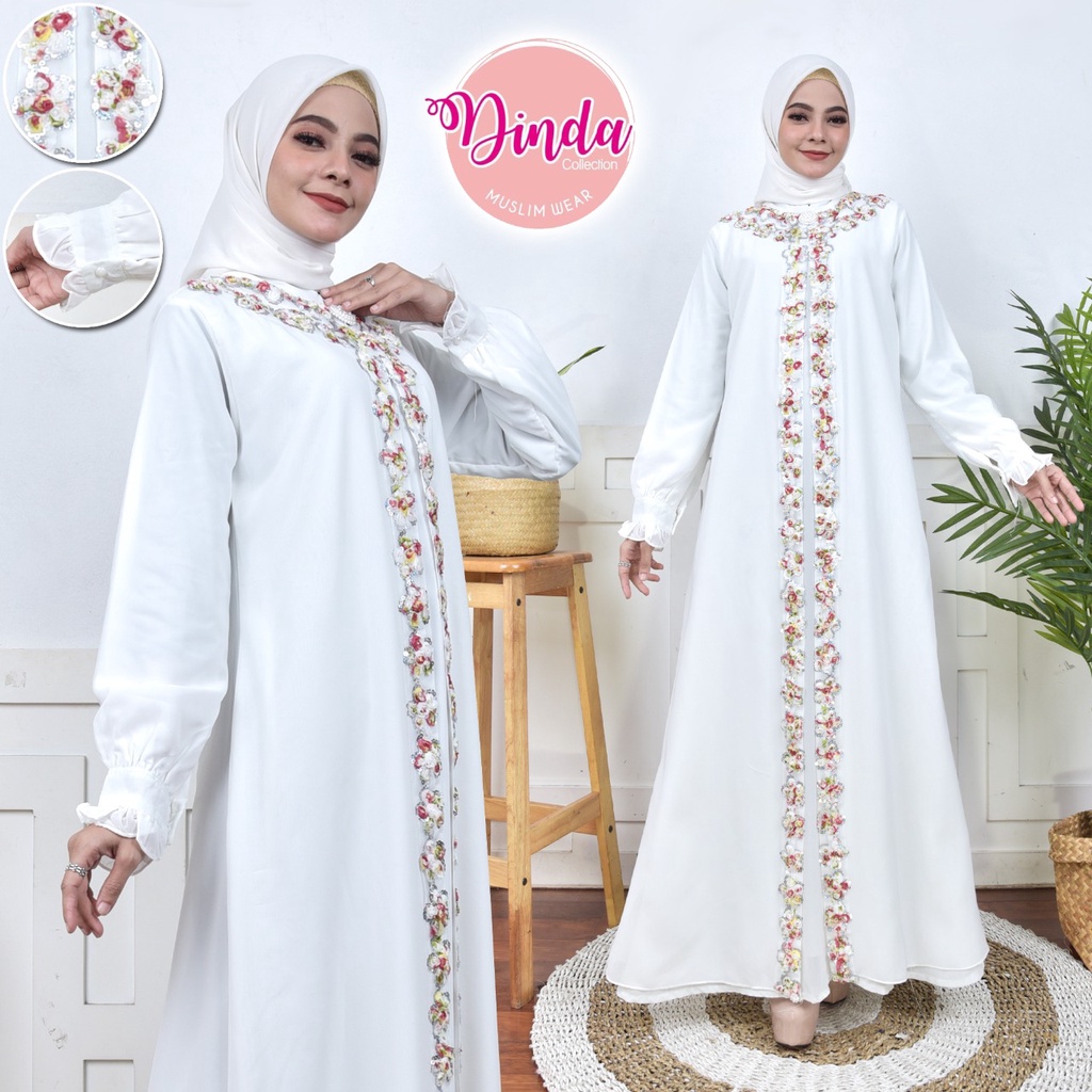 DINDA Humairah Dress Baju Gamis Wanita Renda/Gamis Belah Renda Merah/Gamis Lebaran/Gamis trendy/DCM#