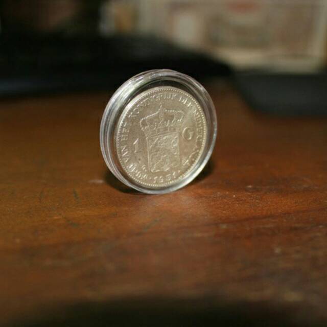 Koin Wilhelmina 1 Perak 1 Gulden 1G 1 G Asli