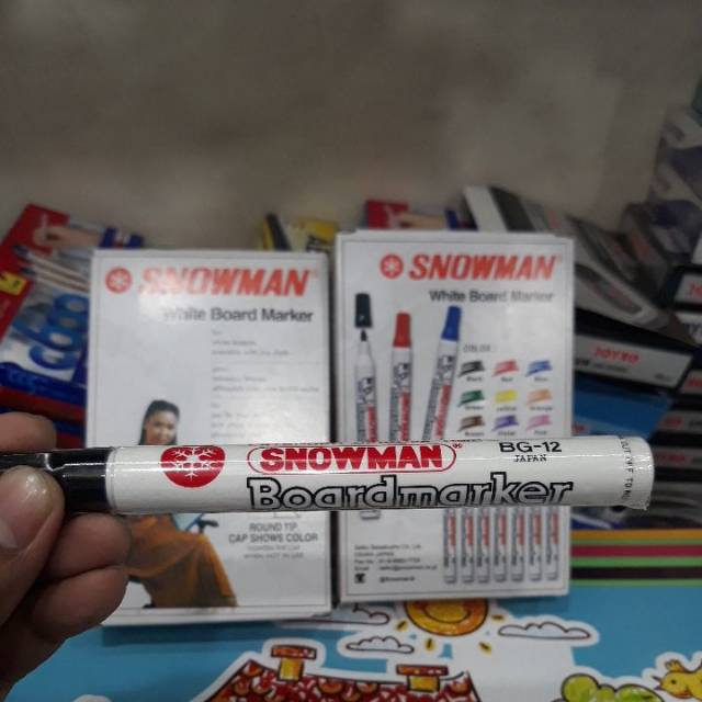 

Spidol white board marker merek snowman 1box(12 buah)