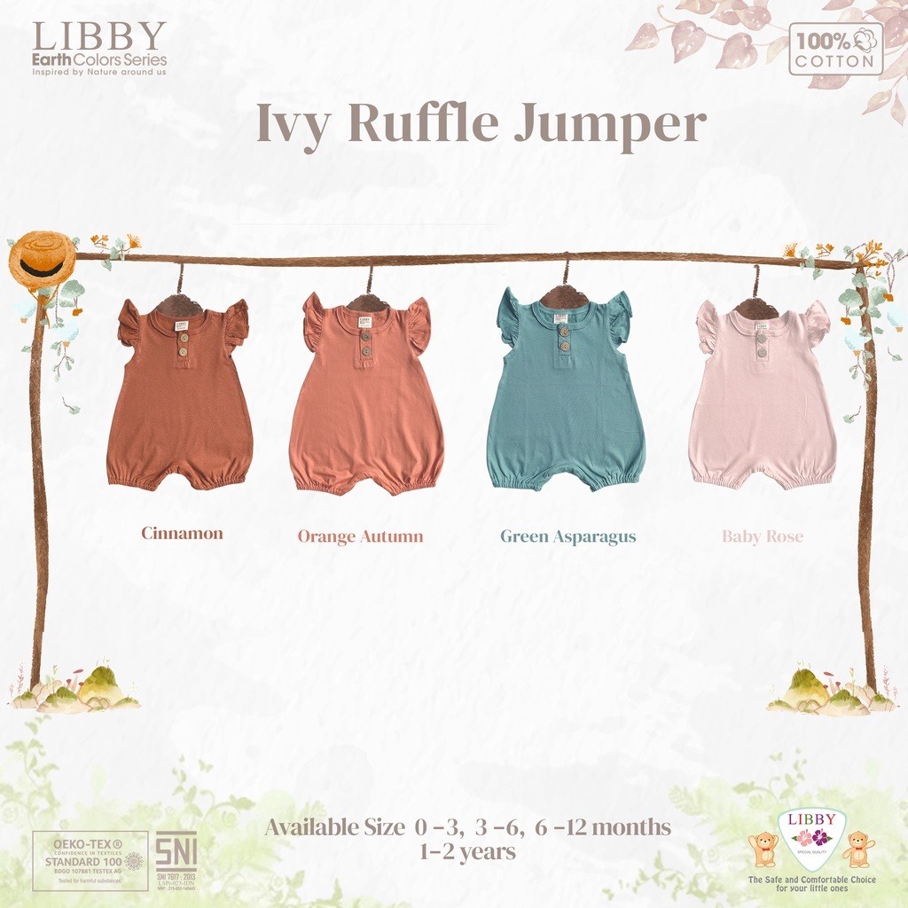 Libby Jumper Segiempat Earth Colors Flynn romper / Ivy Ruffle