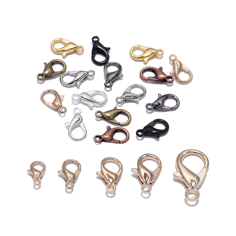 50pcs / Lot 5x10mm Kait Lobster Bahan Alloy Silver Untuk Membuat Perhiasan Kalung / Gelang Diy