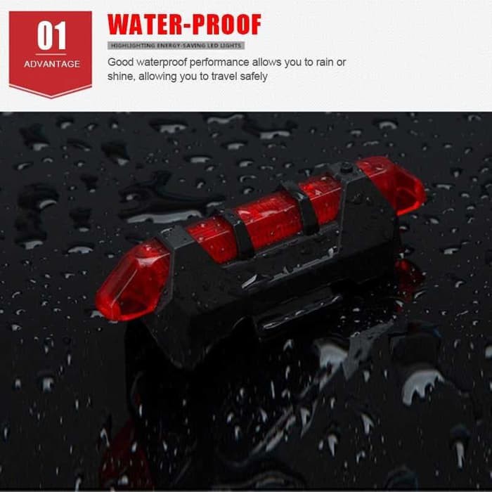 Lampu Belakang Sepeda LED USB Rechargeable Anti Air