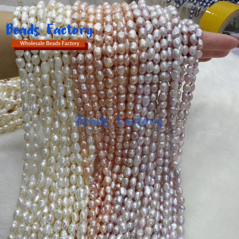 MUTIARA AIR TAWAR MODEL OVAL 6mm 8mm 10mm Perhiasan Gelang Kalung